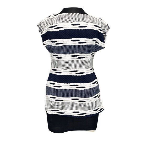 Dressbarn S Blue & White Striped Short Sleeve Stretchy - Picture 3 of 10